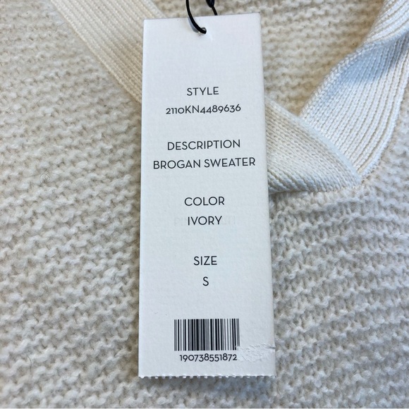 Veronica Beard Brogan Spread Collar Knit Sweater in Ivory Wool Alpaca Cashmere - Picture 13 of 13